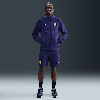 Sudadera con gorro de fútbol Nike de tejido Fleece de cierre completo para hombre FC Barcelona Tech Windrunner