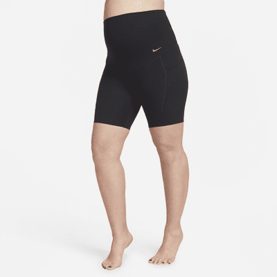 Shorts de ciclismo de maternidad de tiro alto de 20 cm de sujeción ligera con bolsillos para mujer Nike Zenvy (M)