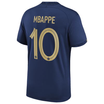 Jersey de fútbol Nike Dri-FIT de la selección nacional de Francia local 2022/23 Stadium (Kylian Mbappe) para hombre
