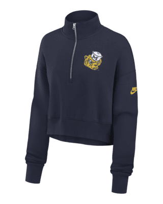 Женские  Michigan Wolverines Legacy Elevated Logo Nike College Cropped 1/4-Zip Crew