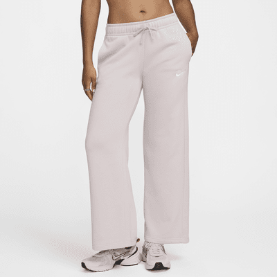 Pants de entrenamiento de piernas anchas de tiro medio para mujer Nike Sportswear Club Fleece