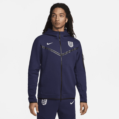 Huvtröja England Tech Fleece Windrunner Nike Football med hel dragkedja för män