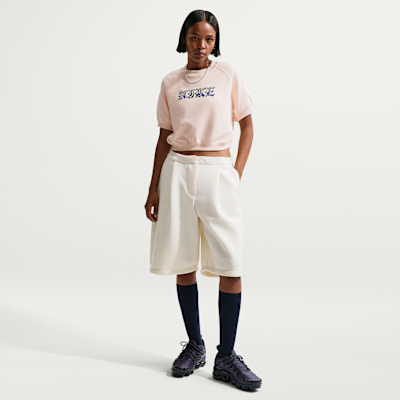 Sudadera de cuello redondo de manga corta de French Terry holgada para mujer Nike Sportswear