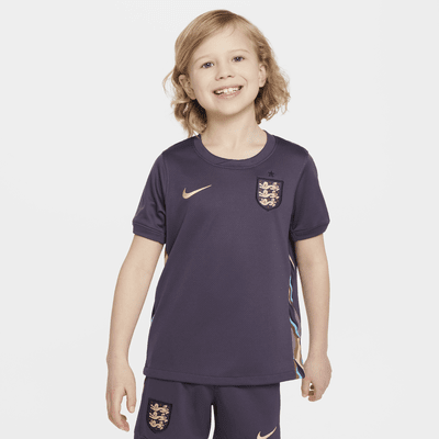 England 2024/25 Stadium Away dreiteiliges Nike Replika Fußballtrikot-Set (jüngere Kinder)