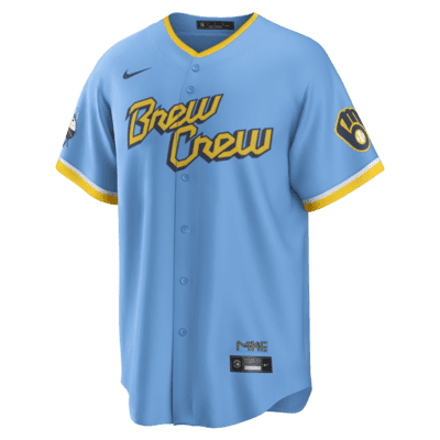 Reyn Spooner Brewers Baseball Milwaukee Brewers City Connect Button Down Button Up Medium Light Blue