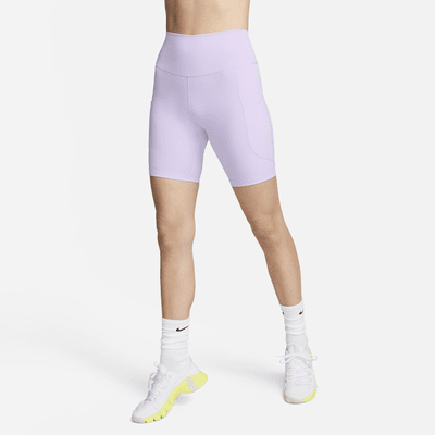 Shorts de ciclismo con bolsillos de tiro alto de 20 cm para mujer Nike One