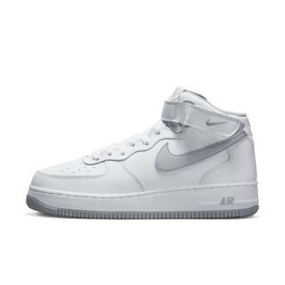 white mid top air forces