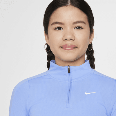 Nike Dri-FIT top met halflange rits en lange mouwen voor meisjes