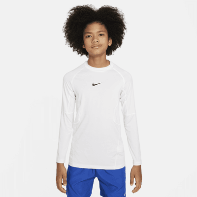 Playera de manga larga para niño talla grande Nike Pro Warm.