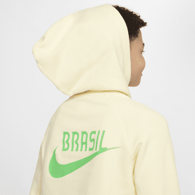 Sudadera con gorro sin cierre de fútbol Nike Air para niños talla grande Brazil