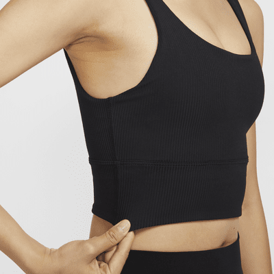 Sutiã de desporto de linha comprida almofadado de suporte ligeiro Nike Zenvy Rib para mulher