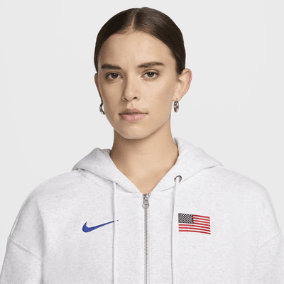 Sudadera con gorro Nike oversized de cierre completo para mujer USA Phoenix Fleece 