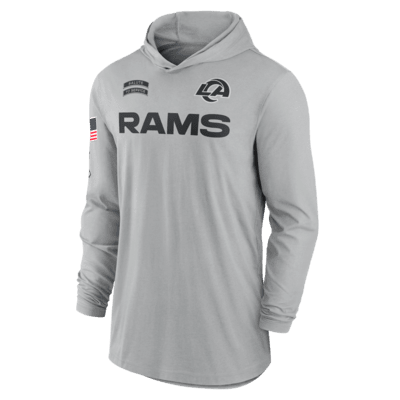 Los Angeles Rams Salute to Service Edge Mascot Lockup Men’s Nike Dri-FIT NFL Long-Sleeve Hooded Top