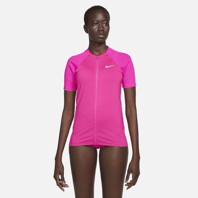 Nike Women's Sport Mesh Short Sleeve Zip Hydroguard