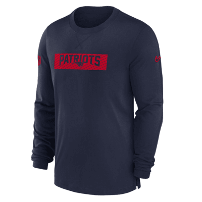 Playera de manga larga Nike Dri-FIT para hombre New England Patriots Sideline Player Team Issue