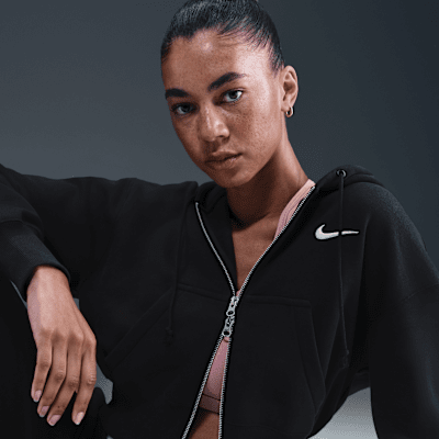 Nike Sportswear Phoenix Fleece Bol Kesimli Tam Boy Fermuarlı Crop Kadın Kapüşonlu Üstü