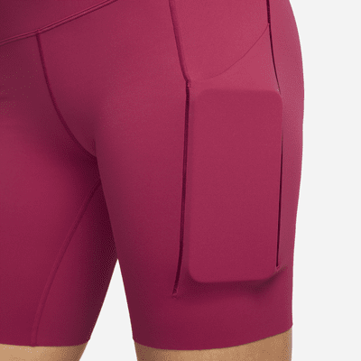 Shorts de ciclismo con bolsillos de 20 cm de tiro alto y media sujeción para mujer Nike Universa