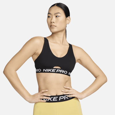 Nike Pro Indy Plunge sports-BH med innlegg og middels støtte til dame