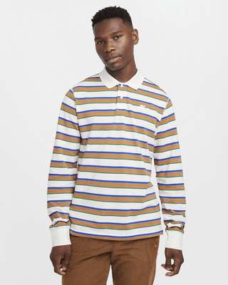 Мужские  Nike Club Long-Sleeve Striped Polo