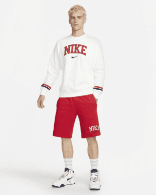 red and white nike sweat shorts