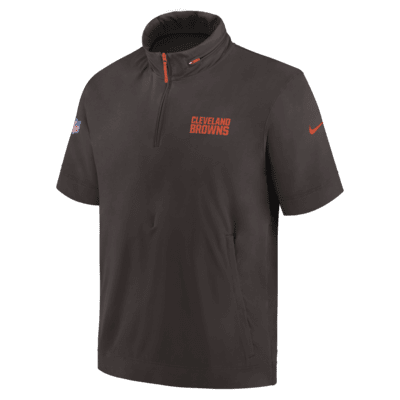 Chamarra de manga corta Nike de la NFL con gorro de medio cierre para hombre Cleveland Browns Sideline Coach