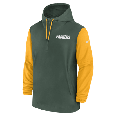 Green Bay Packers Sideline Pre-Game Player Men's Nike NFL 1/2-Zip Hooded Jacket