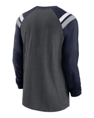 Men's Nike Heathered Charcoal Dallas Cowboys Tri-Blend Raglan Athletic Long Sleeve Fashion T-Shirt Size: Medium