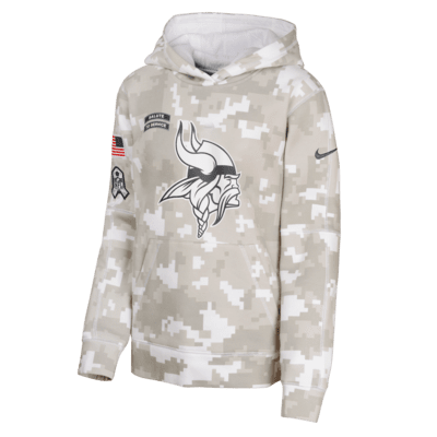 Sudadera con gorro sin cierre Nike de la NFL para niños talla grande Minnesota Vikings Salute to Service Primary Edge Club