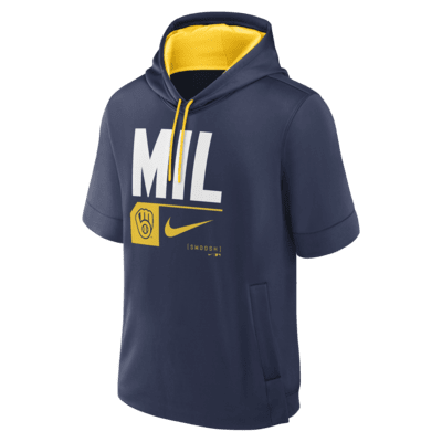 Milwaukee Brewers Tri Code Lockup Men's Nike MLB Short-Sleeve Pullover Hoodie