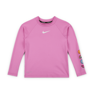 Playera Hydroguard de manga larga para niña talla pequeña Nike Swim Charms