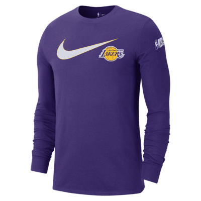 Playera de manga larga Nike de la NBA para hombre Los Angeles Lakers Swoosh Essential