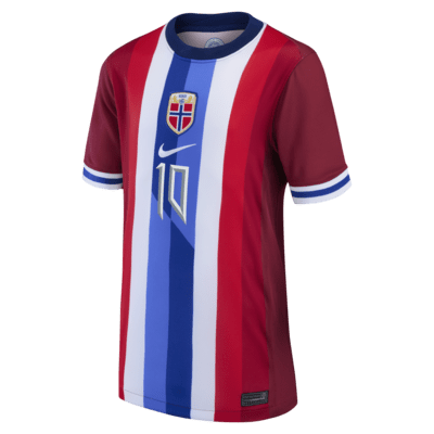 Martin Ødegaard Norway National Team 2024 Stadium Home Big Kids' Nike Dri-FIT Soccer Jersey