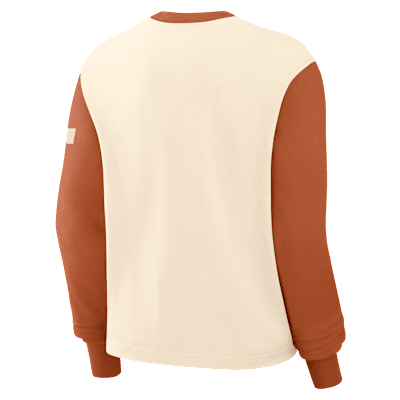 Playera de manga larga universitaria Nike para mujer Texas Longhorns Boxy