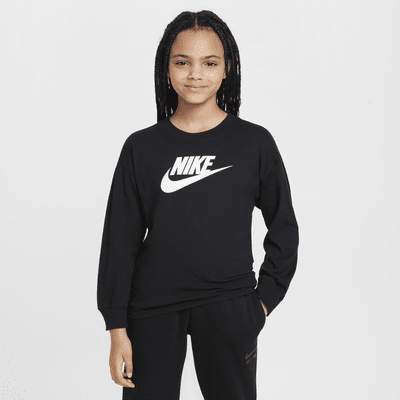 Playera de manga larga para niña talla grande Nike Sportswear