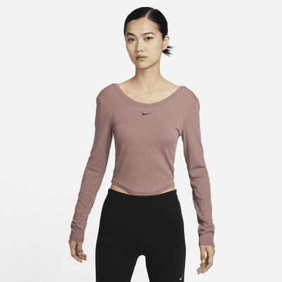 Nike Sportswear Chill Knit Women's Tight Scoop-Back Long-Sleeve Mini-Rib Top