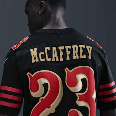 Jersey Nike Dri-FIT de la NFL Limited para hombre Christian McCaffrey San Francisco 49ers Rivalries Collection