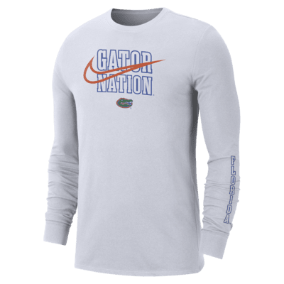 Playera de manga larga de cuello redondo universitaria Nike para hombre Florida Back 2 School