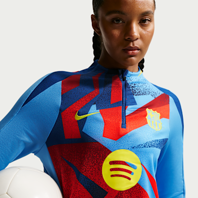 Haut d'entraînement de foot d'avant-match Nike Dri-FIT FC Barcelona Strike 4e tenue pour femme