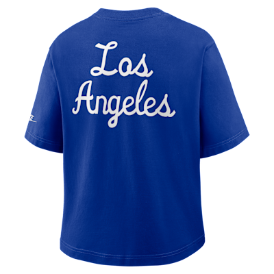 Playera Nike de la NFL para mujer Los Angeles Rams Rewind Pocket Boxy