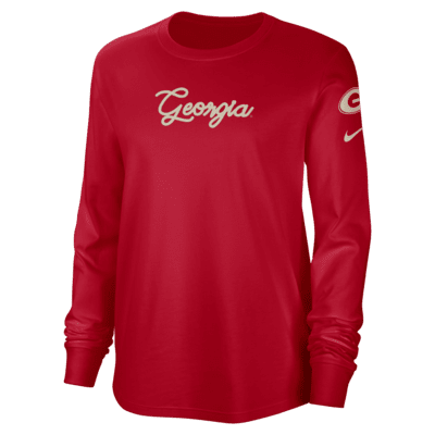 Georgia Women's Nike College Crew-Neck Long-Sleeve Top