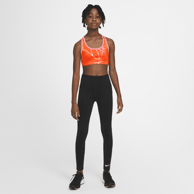 Nike Dri-FIT Swoosh Big Kids' (Girls') Reversible Printed Sports Bra ...
