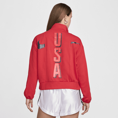 Sudadera sin cierre de básquetbol Nike de tejido Fleece de medio cierre para mujer USA Village