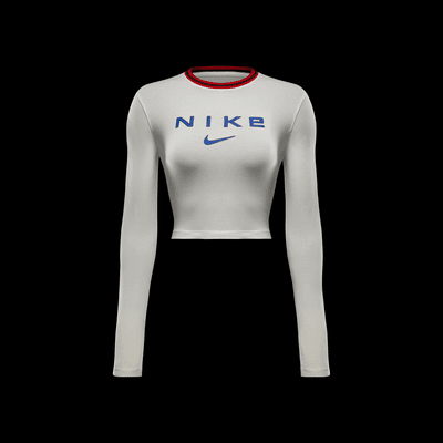 Playera de manga larga con gráfico cropped y entallada para mujer Nike Sportswear Chill Knit