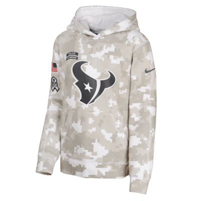 Sudadera con gorro sin cierre Nike de la NFL para niños talla grande Houston Texans Salute to Service Primary Edge Club