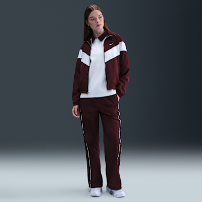 Vävda byxor Nike Windrunner med hög midja och vida fållar för kvinnor