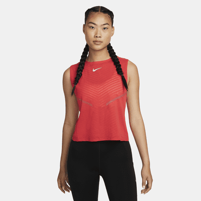 Nike Dri-Fit Tank Top Women's Small White Red Workout Running Round Neck