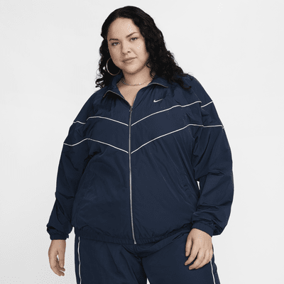 Chamarra de tejido Woven holgada de cierre completo con protección UV para mujer (talla grande) Nike Windrunner