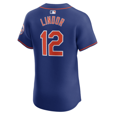 Jersey Nike Dri-FIT ADV de la MLB Elite para hombre Francisco Lindor New York Mets