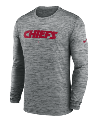 Nike Men's Kansas City Chiefs Athletic Long Sleeve Raglan T-Shirt - Charcoal Heather & Red - M (Medium)