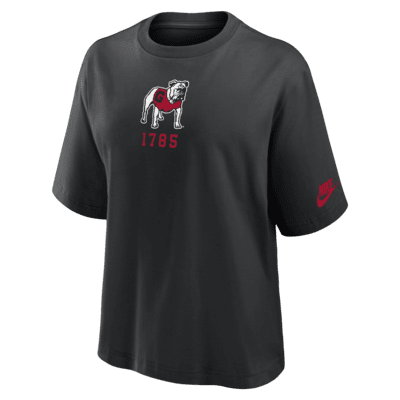 Playera universitaria Nike para mujer Georgia Bulldogs Legacy Established Boxy